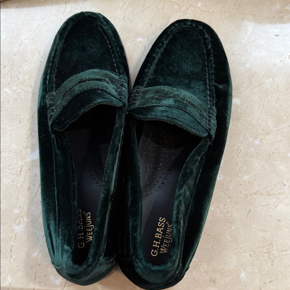 G.H. Bass & Co. Women's Dark Green Velvet Loafers